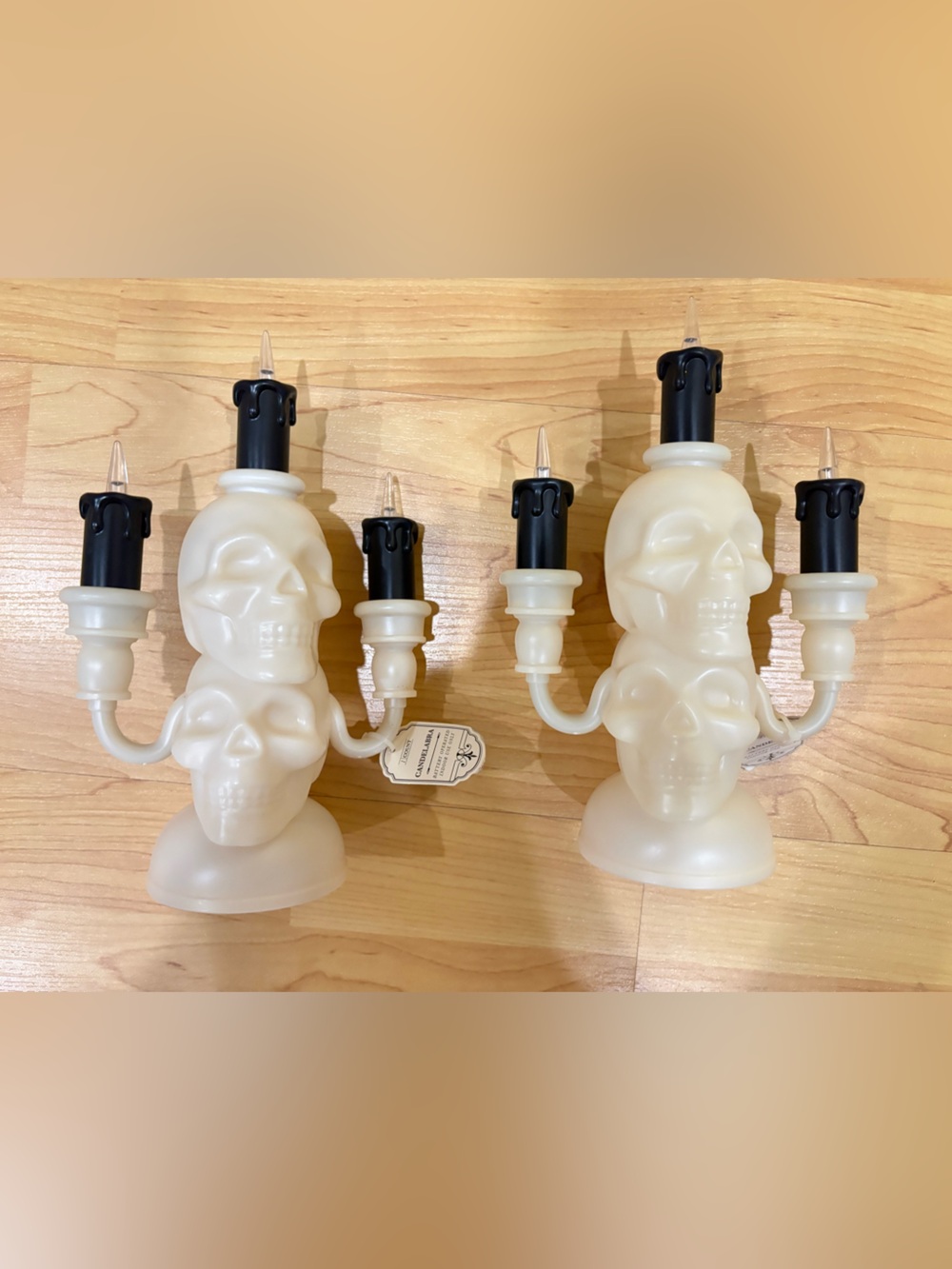 NWT - Halloween Skull Candelabras - Set of 2